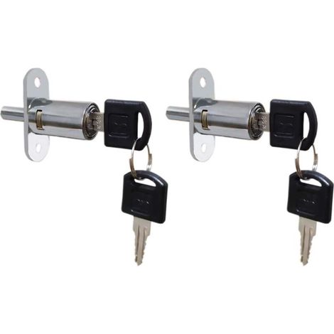Push Plunger Lock 19mm x 23mm Cylinder Head Chrome Plated Zinc Alloy Keyed Alike 2 Pack,Une clé ouvre une serrure