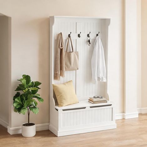 SunJet Porte-manteau, vestiaire sur pied, Meuble d'entrée banc - Réf. 4O7M3SLJ8CRS (1/5)