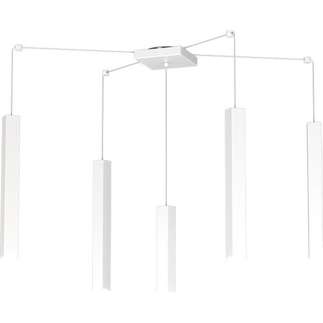Sospensione Moderna Square Tube Metallo Bianco 5 Luci Gu10 (1/4)