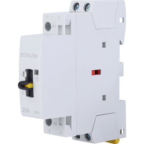 Contacteur Modulaire BCH8-25M 2P 25A 24V AC, Interrupteur de Commande avec Fonction Manuelle, 2NO, pour Tableau Électrique et Domestique (1/5)