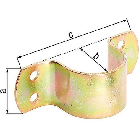 Collier tube pour diam. 44,5 mm et 1 3/4", 40 mm de large, jaune galva