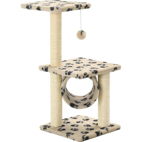 Maison Exclusive - Albero per Gatti e Tiragraffi Sisal 65 cm Zampe Stampate Beige