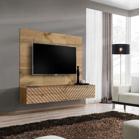 Ensemble Meuble TV Rayure "Switch" 180cm Naturel