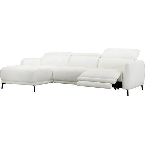 Canapé d'angle gauche L. 278 cm relax en tissu chiné écru – JUNE (1/5)