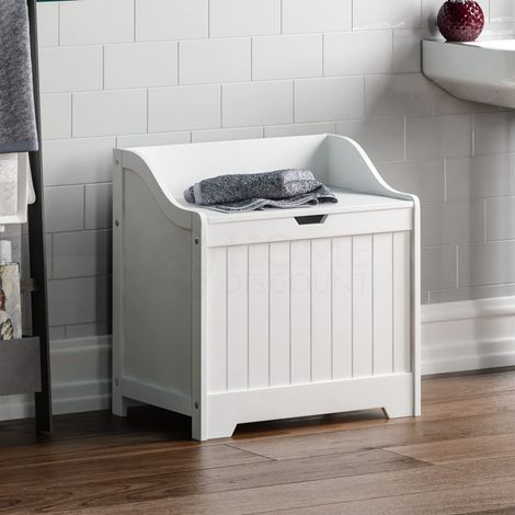 Home Discount Priano Armadio Bagno, armadietto cassettiera pattumiera in Legno per Biancheria, Bianco (1/4)