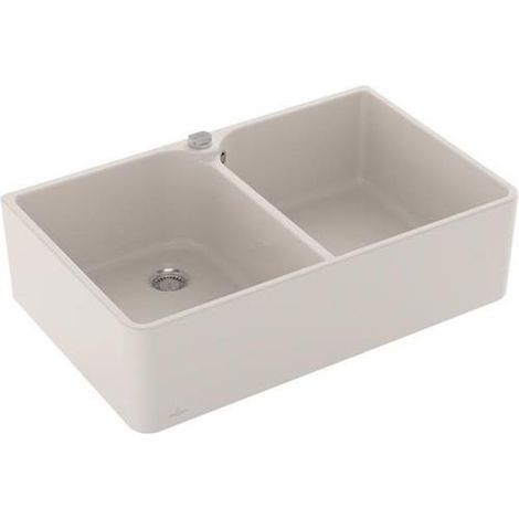 Bloc évier VB 80 x 220 x 795 mm Exc-Garn. Évier en céramique avec cuve intégrée, Crema cplus