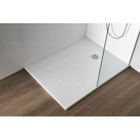 Receveur ardoise avec grille résine DOMAO - Dimensions : 100X80 - Couleur : blanc (1/2)