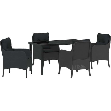 Maison Exclusive - Set da Pranzo per Giardino 5 pz Nero polyrattan (1/5)