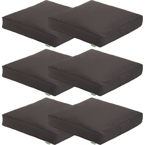 Gardenista - Coussins de sol pour jardin, coussin d'extérieur résistant à l'eau, coussin d'assise 60x60x10 cm pour meubles de patio avec remplissage en billes de polystyrène - Gris foncé 6pk (1/4)