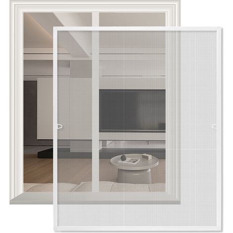 Randaco Zanzariera finestra telaio in alluminio zanzariera schermo protezione UV impermeabile 80x100CM Bianco