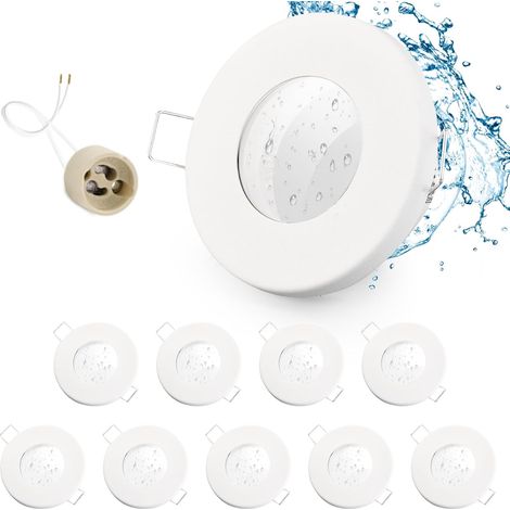 4x Spot LED Encastrable IP65 Cadre Avec Douille GU10, Spots de plafond en Fer Nickel brossé, Rond plat Spots Salle de bain spot cadre d'encastrement 68mm pour extérieur- intérie