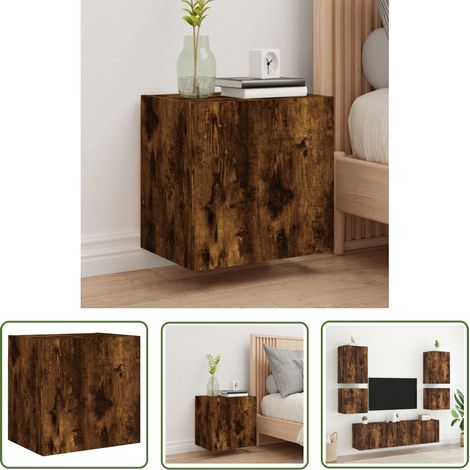 The Living Store Meuble TV mural chêne fumé 40,5x30x40 cm bois d'ingénierie - Armoire Tv Murale - Meuble Tv Mural - Meuble Tv Suspendu - Étagère Murale - Rangement Mural (1/5)