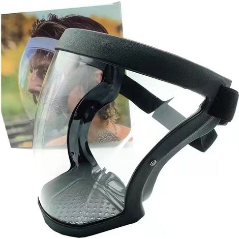 1 x Super Protective Face Shield, Antibeschlagmaske, Transparenter Gesichtsschutz für Erwachsene, Kunststoff-Gesichtsschutz (Schwarz). (1/4)
