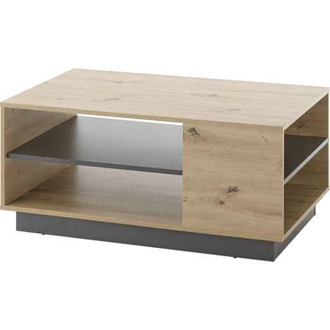 Couchtisch CARDIFF-61 in Eiche Artisan Nb. mit Absetzungen in Graphit grau, B/H/T: ca. 100/46/60 cm (1/5)