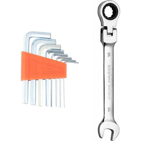 Sollbry cle plate a cliquet,10 mm,design industriel à double usage, clés à cliquet antidérapante et résistante,Avec 8 gadgets à angle droit galvanisés (1/5)