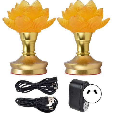 Lot de 2 lampes LED bouddhistes, 3 couleurs réglables, lampe fleur avec prise AU 100-240V pour décoration de maison (1/5)
