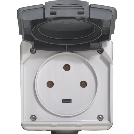 Legrand – Prise étanche 3P+T 20A Plexo complet IP55 – Résistante aux chocs IK08 – Pour installations extérieures – Couleur gris