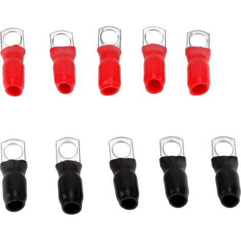 10 pcs Cosse Electrique, Kit Terminal à Bornes en Cuivre Kit Connecteur de Bornes à Anneau Jauge de Taille Moyenne Rouge Noir (1/5)