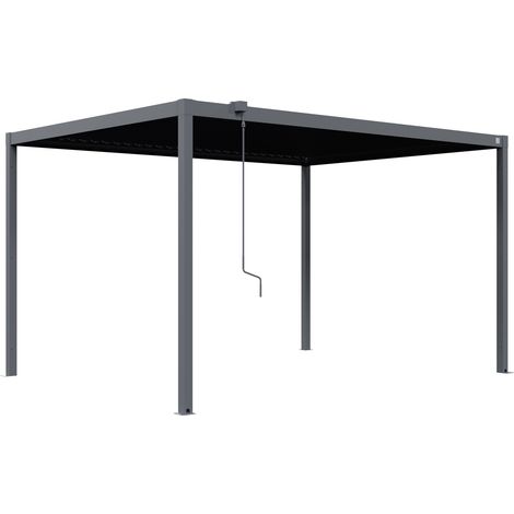 PRIMEYARD Pergola 3x4 m Pfosten und Lamellendach aus Stahl - anthrazitfarbene Terrassenüberdachung