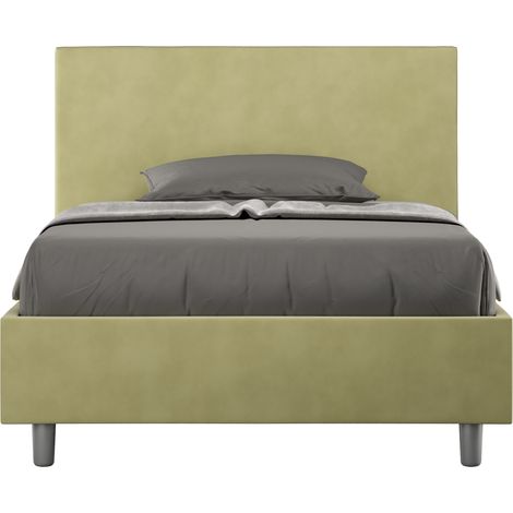 Letto una piazza e mezza contenitore imbottito 120x200 microfibra tè verde Adele (1/4)