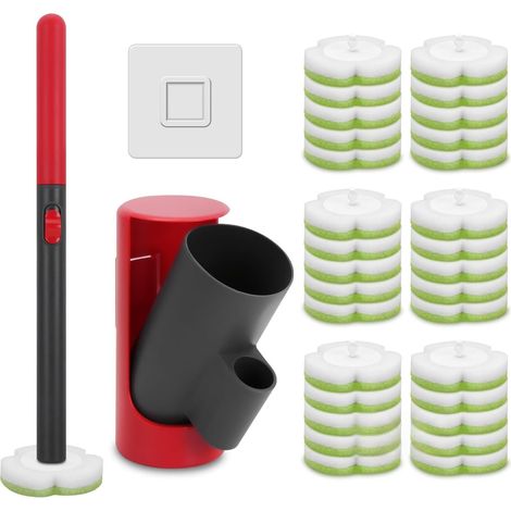 Kit de nettoyage jetable pour WC avec 30 recharges, nettoyeur mural sans contact pour cuvette de WC, lavabo et baignoire, nettoyage hygiénique en profondeur (1/5)