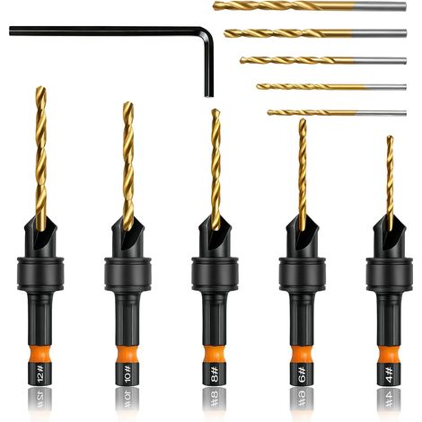 12 Pcs Chamfer Drill Bit Set Adjustable Taper Drill Bits Woodworking Drill Bits for Drilling 4 6 8 10 12 Double Edge Cut with Storage Case and Hex Wrench (1/5)