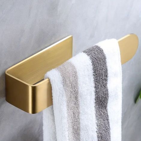 Porte-serviettes doré - 20 cm - Acier inoxydable - Adhésif - Convient pour salle de bain, cuisine et camping-car (1/4)