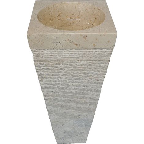 Lavabo con piedistallo in marmo Colore Panna L40 x P40 x H90 cm - STORTA (1/5)