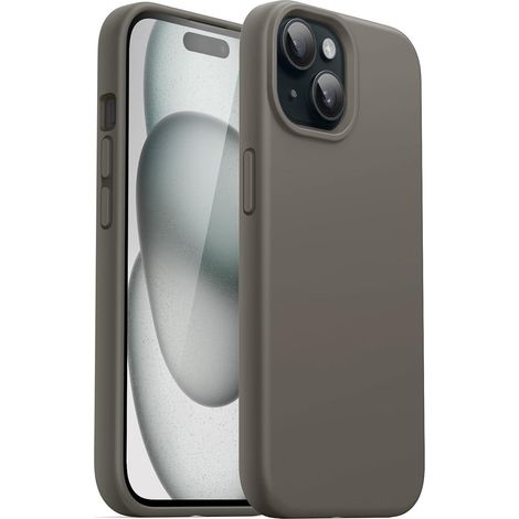 Handyhülle Silikon iPhone 15 6,1 Zoll Ganzkörper Stoßfest Tonbraun (1/5)
