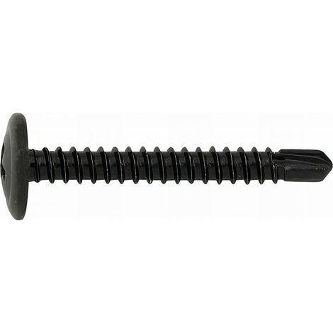 Index – Vis autoperceuses 4,2 x 32 mm – Tête bombée basse avec rondelle estampée – Empreinte PH – Zinguée noire – Boîte de 500 unités