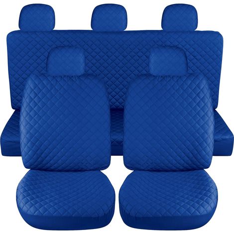 Lupex shop - Coprisedili per auto universali mod. A21, tessuto poliestere trapuntato, anteriore e posteriore, colore - Blu Chiaro