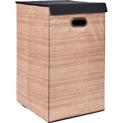 Cesta de ropa sucia de 36x36x58 cm, color marrón. (1/5)