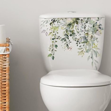 Plante verte vigne stickers muraux salle de bain toilette décoration de la maison stickers décoratifs autocollants muraux (1/4)
