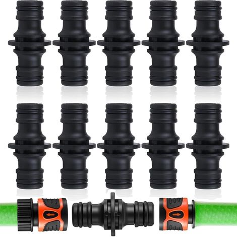 10 Pièces Raccord Tuyau d'Arrosage Rapide, Connecteur Tuyau Arrosage Noir 5x1,5cm, Embout Tuyau Arrosage pour Extension et Jonction de Tuyaux de Jardin, Adaptateur Tuyau Arrosage Universel (1/5)