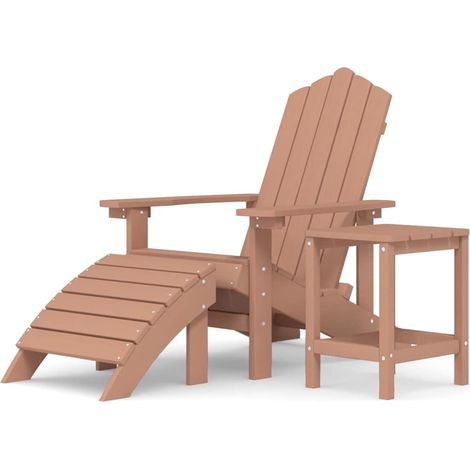 vidaXL Silla de jardín Adirondack con reposapiés y mesa HDPE marrón (1/2)