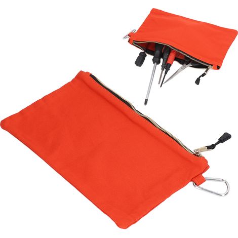 Sacoche à outils multifonctionnelle en toile épaisse avec fermeture éclair métallique, orange (1/5)