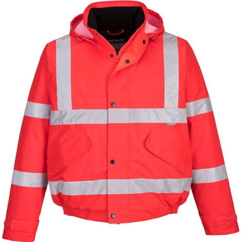 Cazadora de invierno Hi-Vis impermeable con capucha y cintas reflectantes S463 XXXL Rojo