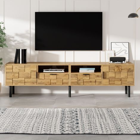 Mueble TV 160,5x35,5x45 cm color madera, tablero de partículas con 2 puertas (1/5)