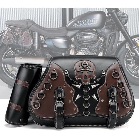 Motorrad Satteltaschen 30L Leder Wasserdicht mit Flaschenhalter Universal (1/5)