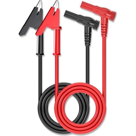 Fils de test multimètre fiche banane à angle droit vers pinces crocodile, câbles souples pour tests électriques, paquet de 2, 1 m (3,3 pieds) (1/4)