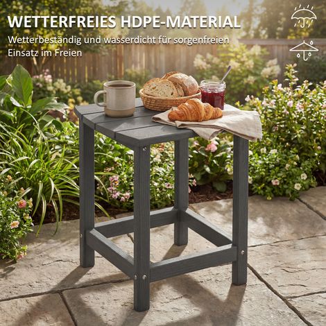 Table extérieure pliante en polyéthylène haute densité, table de terrasse compacte 48x37x46 cm, grise, résistante aux UV et aux intempéries, idéale pour repas en extérieur, camping ou balcon (1/4)