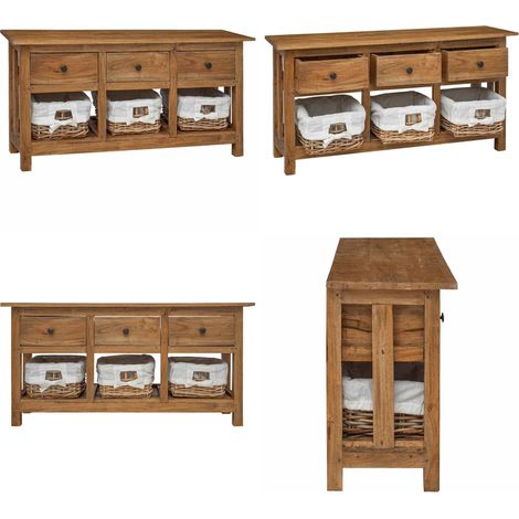 Buffet bois d'acajou massif 100x30x50 cm - Buffet Vintage - Buffet Rustique - Meuble Rangement - Meuble Salon - Meuble Chambre - Home & Living