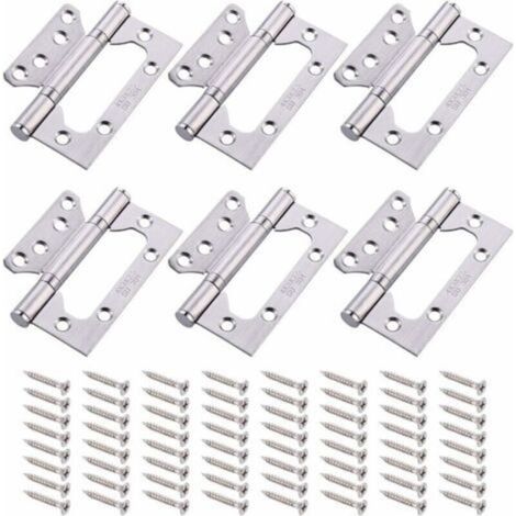 6 charnières en acier inoxydable 304 pour portes pliantes, charnières à billes de 10 cm (4 pouces), kit complet avec 16 vis, idéales pour meubles domestiques et aménagements intérieurs (1/4)