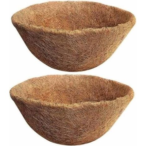Lot de 2 pots de fleurs suspendus en fibre de coco naturelle 35 cm, substitut de fibre de coco pour plantation (1/4)