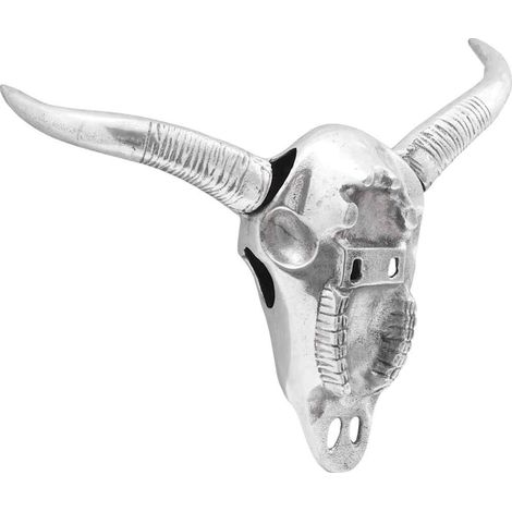 Crâne de taureau Argenté 34 x 13 x 53 cm Aluminium (1/5)