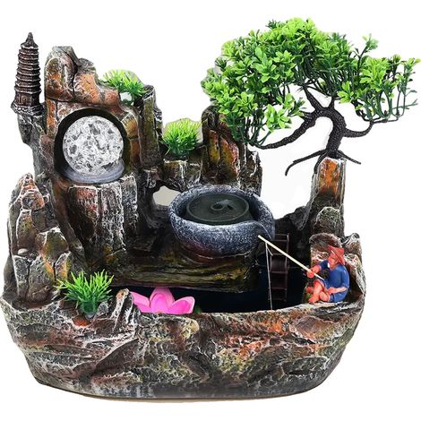Brunnen, Mini-Wasserfall-Luftbefeuchter, Dekoratives Element für den Innenbereich, Braun (1/2)