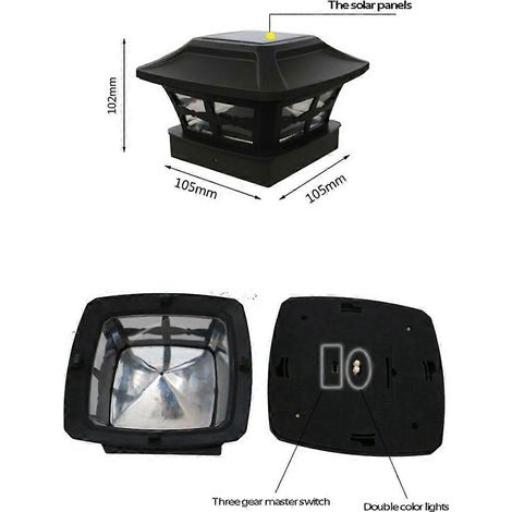 Lampes solaires pour poteaux, 2 modes d'éclairage, LED, pour la décoration de terrasses et clôtures en bois et de jardins. (1/5)