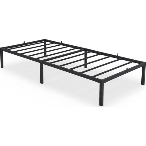 Lit en métal 90x200 cm Lit d'appoint pliant avec Cadre en Métal et Sommier à Lattes Noir 6 Pieds 10 Latters (1/5)