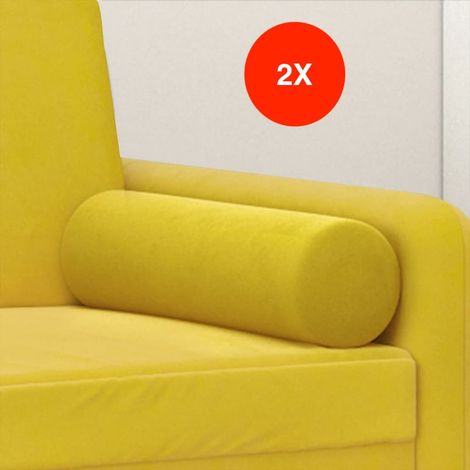 2 Coussins décoratifs : Jaune Ø15x50 cm En Velours. Idéal Salon, Sofa et Canapé (1/5)
