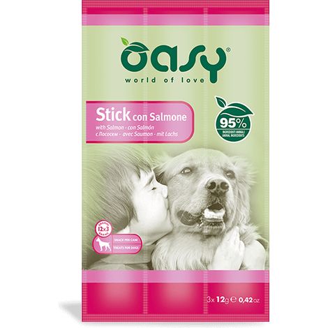 Oasy Dog Snack Stick con Salmone - Oasy Dog Snack Stick con Salmone - Confezione da 3x12 Gr
